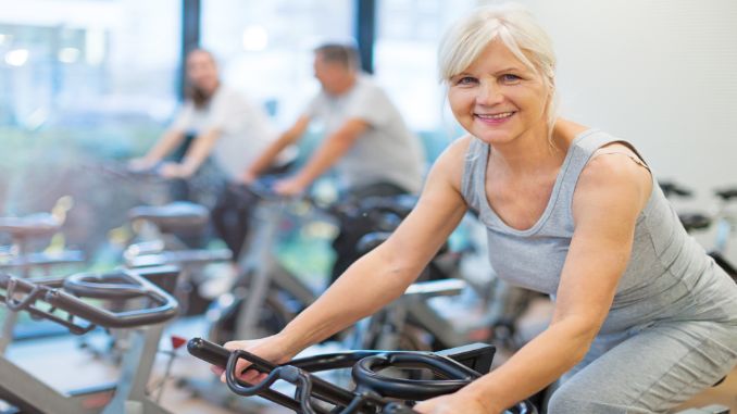 Seniors on exercise bikes - immune system activity