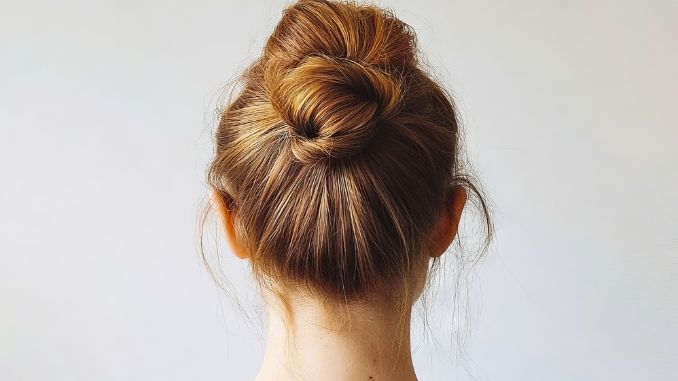 hair-messy-bun-woman - hairstyles to make you look younger